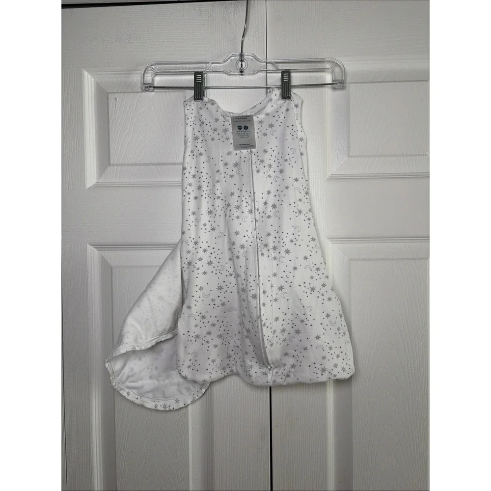 HALO SleepSack Swaddle Newborn‎ Size NB White Gray Moon Star Cotton Sleep Bag
